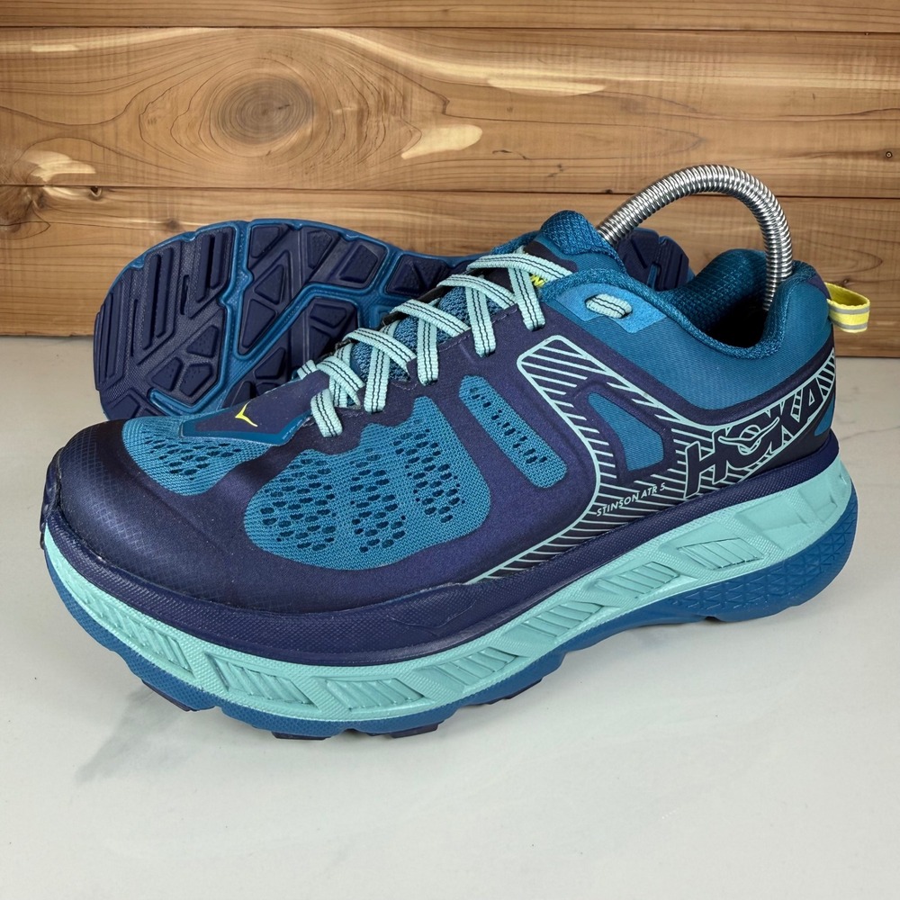 Hoka One One Stinson ATR 5 Blue Teal Trail Running Shoes Sneakers Women's 8.5